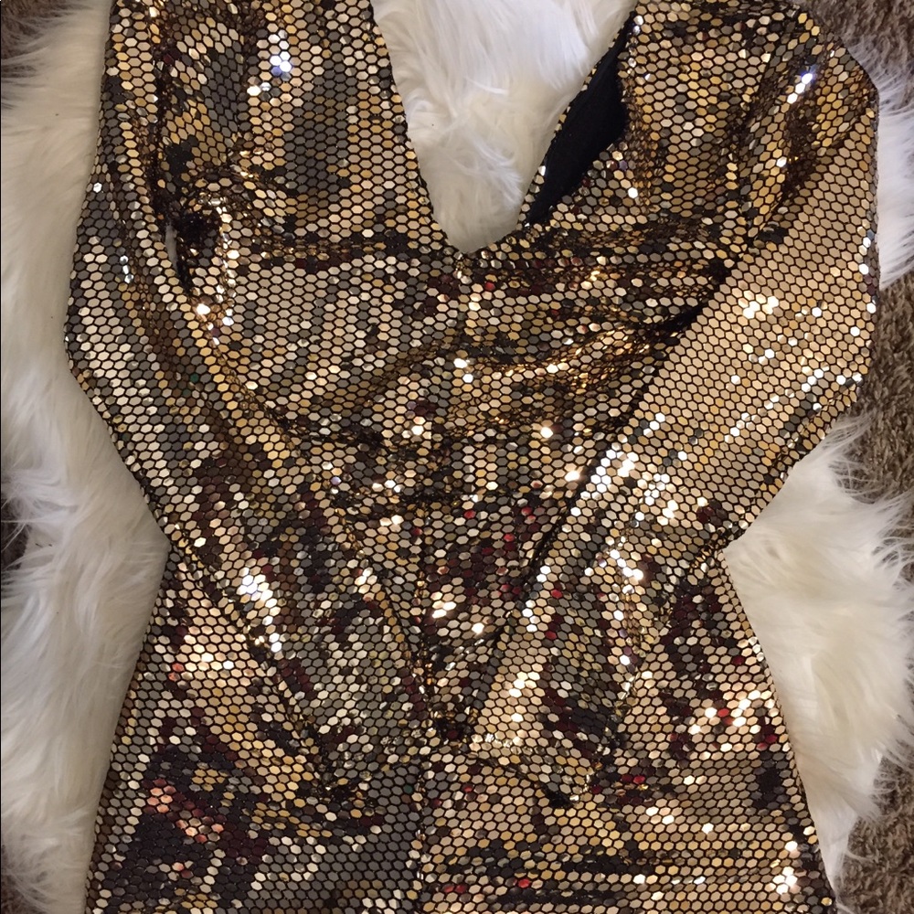 Gold sequined romper